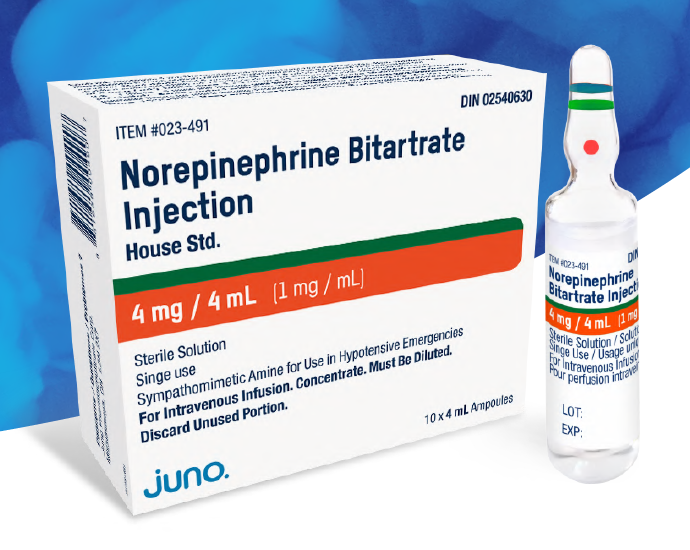New Product Launch: Norepinephrine – Juno Pharma Canada Inc.